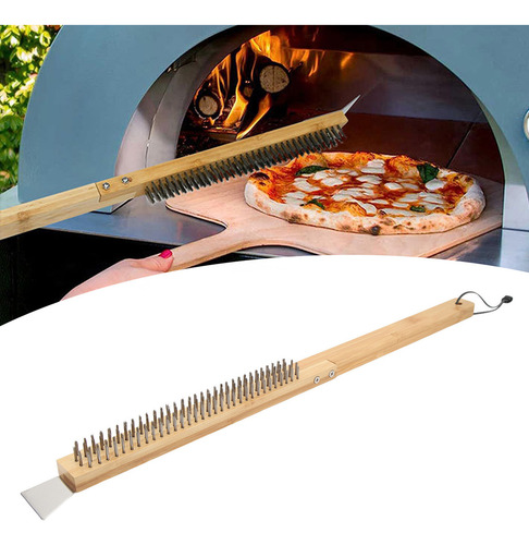 Cepillo Largo For Horno De Pizza Con Cerdas Metálicas