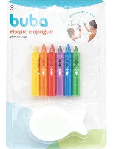 Imagem 3 de 9 de Giz De Colorir No Banho Risque E Apague C/ Esponja Buba 7472