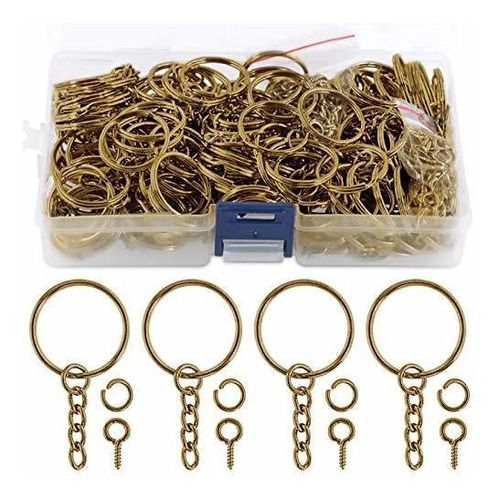 Swpeet 450pcs Bronce 1  25mm Llavero Anillos Kit, 3m2nm