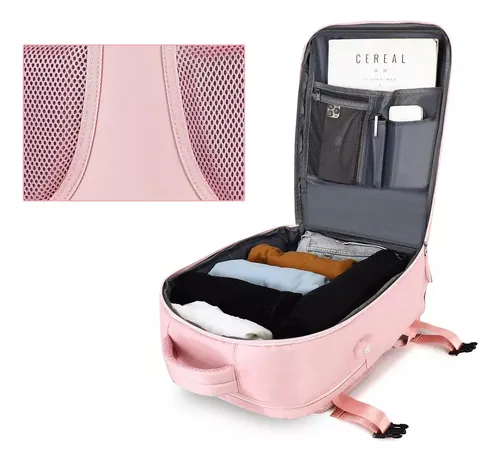 Mochila Valija Viaje Carry On Aprobada Aerolinea Avion Rosa Diseño De La Tela Lisa
