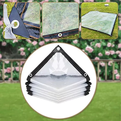 3×4mts Lona Transparente Resistente Impermeable +10m Cuerda