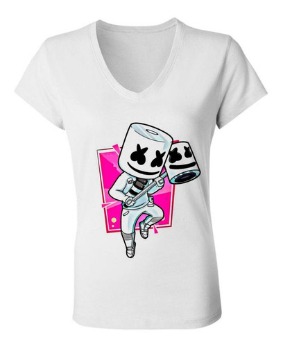 Remera Mujer Escote V - Marshmello Dj