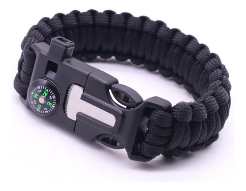 Pulsera Supervivencia Pedernal Brújula Silbato Paracord 5en1