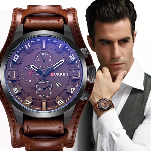 Relógio Curren Masculino Pulseira Couro Social Original