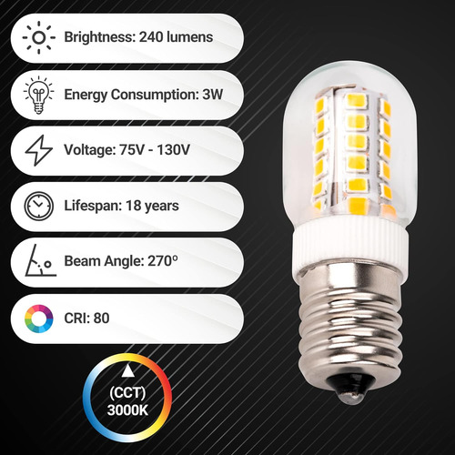 Bombilla Led Regulable E17 3w 3000k Blanco Cálido Para Refri