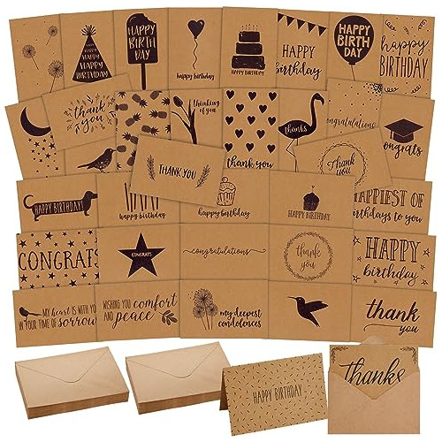 Pack 36 Tarjetas Diversas Con Sobres