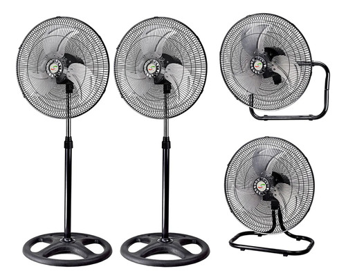 Pack 2 Ventilador Metal 3 En 1 Muro, Pie, Sobremesa 18°