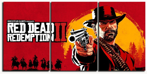 Cuadro Red Dead Redemption 60x30 Triptico Madera 9mm Juego