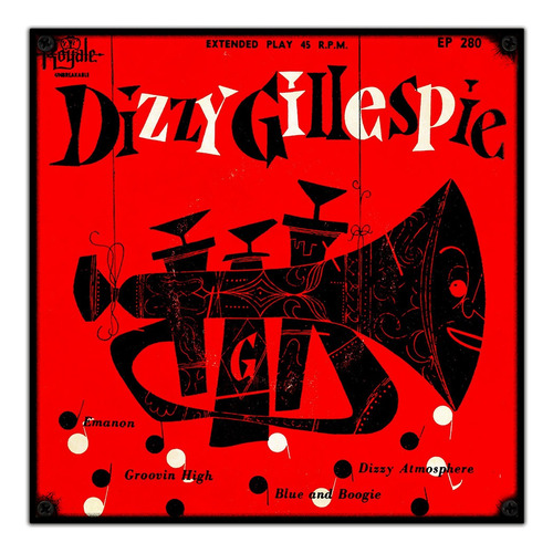 #274 - Cuadro Vintage 30 X 30 Dizzy Gillespie Trompeta Jazz