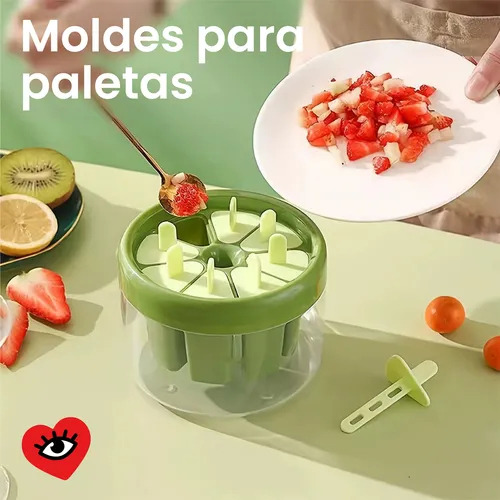 Molde Helado Verde Paleta 8 Unidades Plastico Fruta Crema Jugo