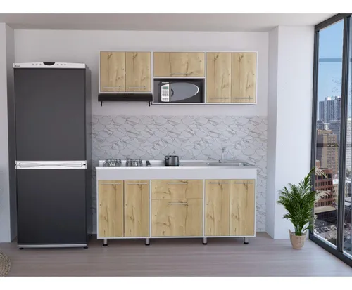 Cocina Integral Wester, Café Claro Y Blanco, Mesón Derecho