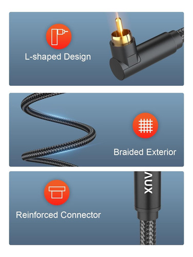 Vanaux 90 Grados Rca Cable 10feet, Cable De Subwoofer Cable