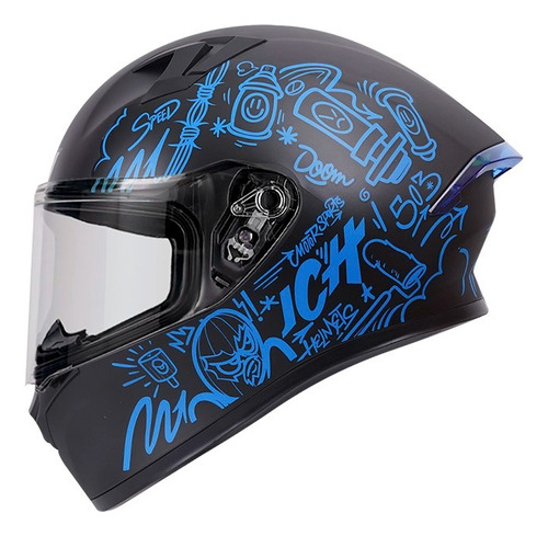 Casco Integral Ich 503 Banks Ngromate Azul Visor Transparent