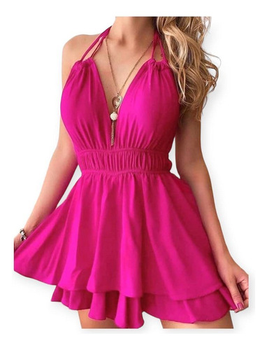 Vestido Corto Musculosa Espalda Descubierta Super Sexy