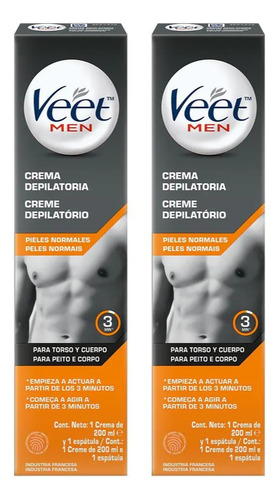 Veet Creme Depilatório Corporal For Men 200ml Kit 2 Unid