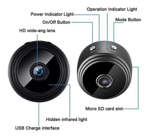 Imagen 6 de 8 de Fralugio Mini Cámara Espia 1080p Wifi A9 Full Hd Nocturna Sd