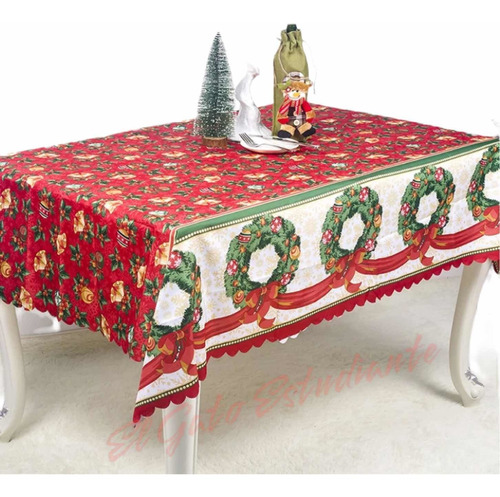 Mantel Tela Rectangular Mesa Diseño Deco Fiestas Navideñas