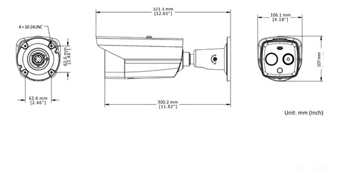 Camara Hikvision Tubo Térmica Ip 6.2mm Ip 67 Zoom Dig. X2 X4