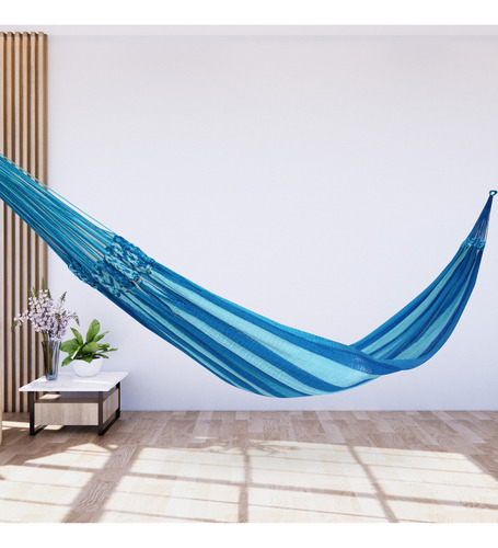 Hamaca Yucateca Cenote Nylon Estándar Color Azules