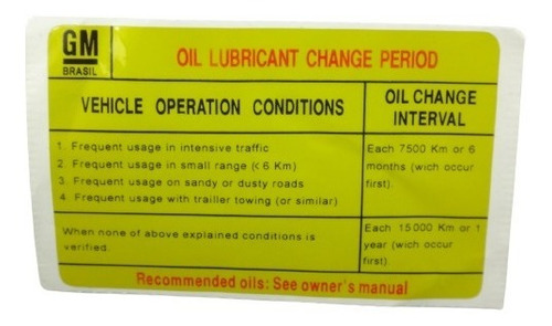 Etiqueta Instrução Troca De Óleo Corsa 2002 03 2004 93391149