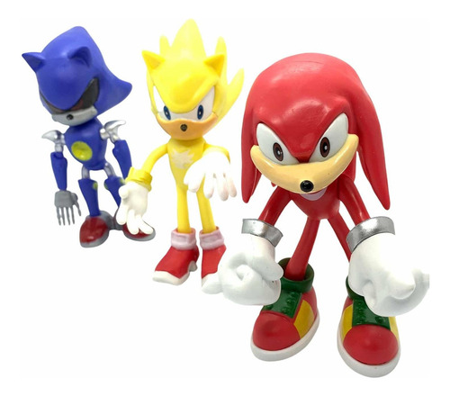 Muñecos Sonic Knuckles Super En Set X 3 Colección Única ++