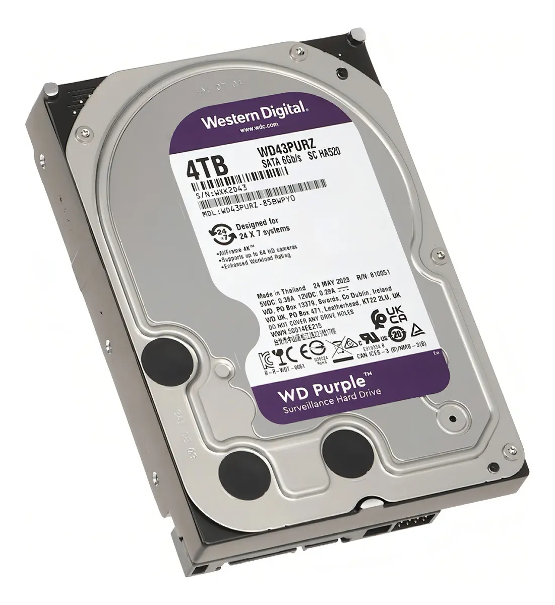 Hd Interno 4tb 3,5 Sataiii 6gb/s, 256 Mb Cache, 5400rpm Wd Prateado