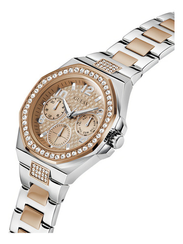 Reloj Pulsera Guess Gw0777l3 Con Correa De Acero Inoxidable Color Bitono - Fondo Oro Rosa
