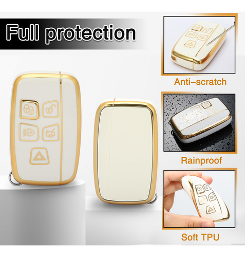 Funda Para Llavero Land Rover Con Llavero De 5 Botones Blanc