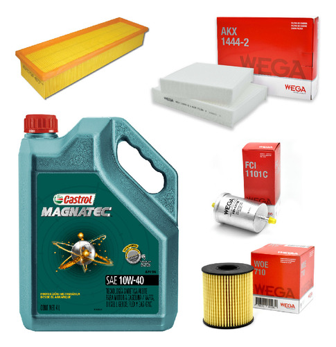 Kit 4 Filtros + 4l Aceite Castrol 10w40 Peugeot 208 Wega