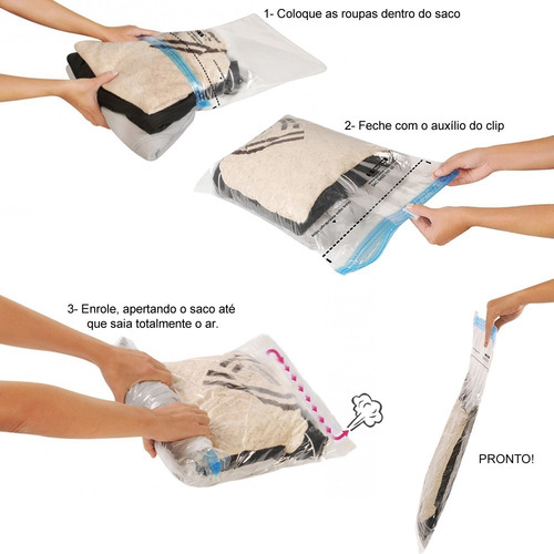 Imagem 5 de 6 de 6 Sacos À Vácuo Vac Bag Ordene Trip 60x40 Roupas Mala Viagem