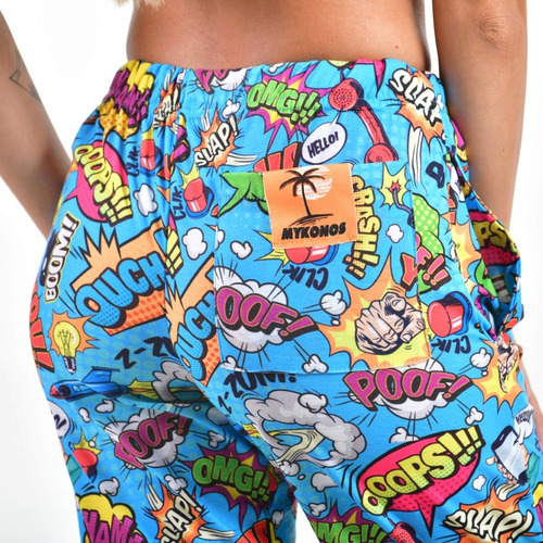 Pijama Largo Cómics Remera Gris - Store Mykonos