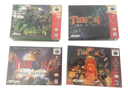 4 Cajas Custom Para Juegos Turok Nintendo 64 (solo Cajas)