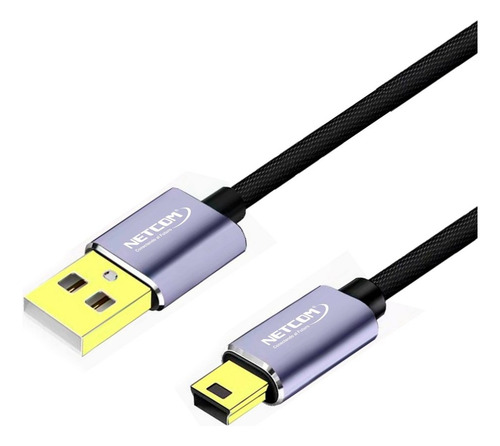 Cable Usb 2.0 A Mini Usb V3 5 Pins 480mbps Nylon Netcom 1.8m