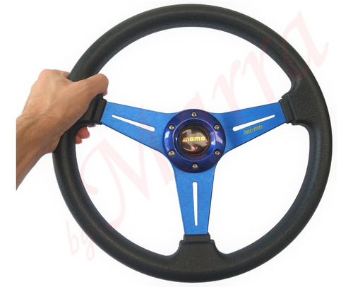 Imagem 2 de 8 de Volante Esportivo Momo - 35cm - Alumínio E Pu - Azul