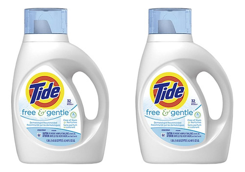 Detergente Líquido Tide Free And Gentle 1,36lts X 2 Unds