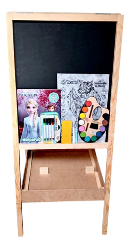Pizarron Didactico Set De Pintar1.12x50 Doble Vista Infantil Natural