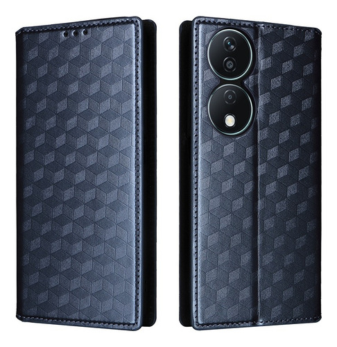 ~ For Honor X7b Cubic Patterned Pu Wallet Card Holder Case