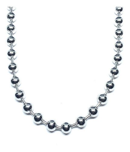 Imagen 1 de 3 de Cadena Tipo Bola Militar 6mm Acero Inoxidable Plateado 70 Cm