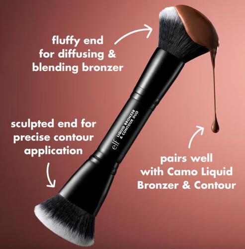 Elf Brocha Liquid Bronzer & Contour Duo Brush Color Negro Negro