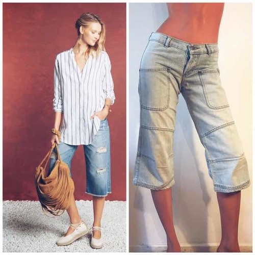 Bermuda De Jeans Con Bolsillos