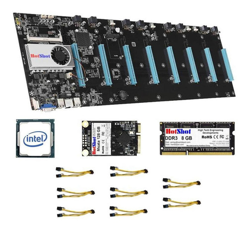 Juego Placa Base Gpu Minería, Mxbmh-001, 1pza, 8 Pcie 16x, D Color Negro