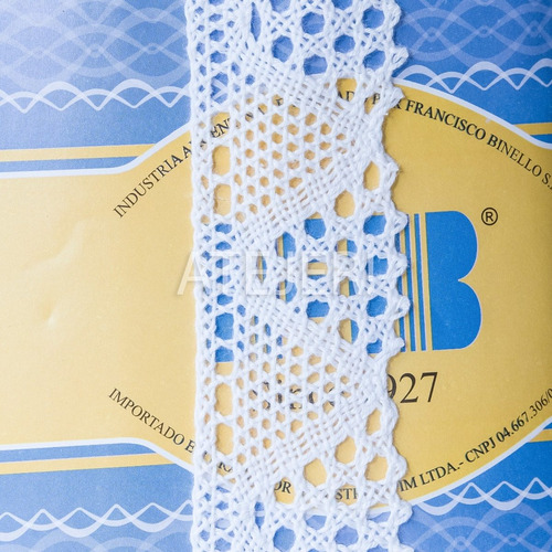 Imagen 4 de 4 de Puntilla Bolillo De Algodón Fb Art B11 De 35mm Por 10 Metros