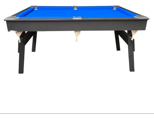 Mesa De Sinuca Bilhar 1,50x90 Caçapa 2 Tacos Tecido Azul Pé Dobrável