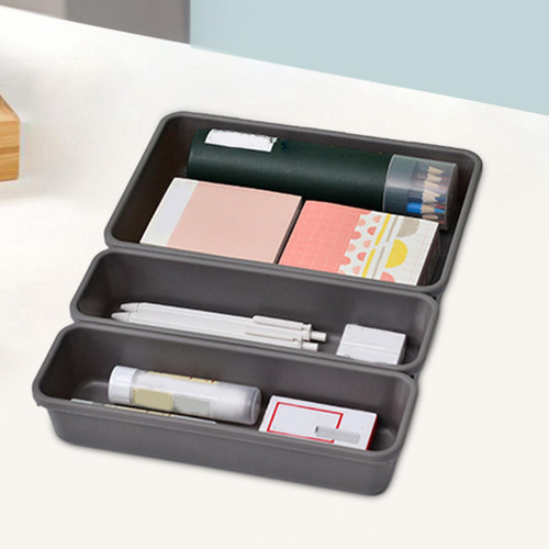 8x Cajón Organizador Bandeja Divisor Contenedor Gris Claro