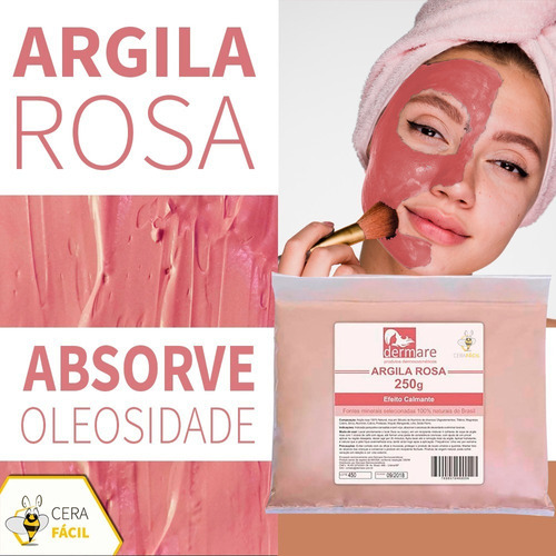 Argila Rosa 250g - Facial Corporal Estética - Dermare Tipo De Pele Para Os Tipos De Pele