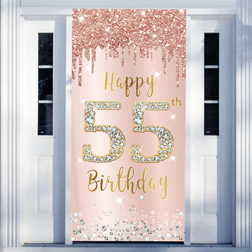 Decoracion Cumpleaño Numero 55 Para Mujer Puerta Cartel