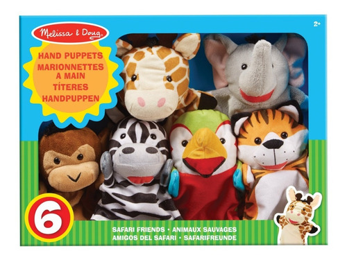 Melissa & Doug Títeres De Mano 6 Piezas De Safari