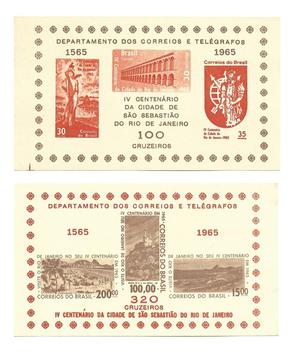 Bloco 16 E 17 4º Centenário Do Rio De Janeiro 1965 Novo 2 Un