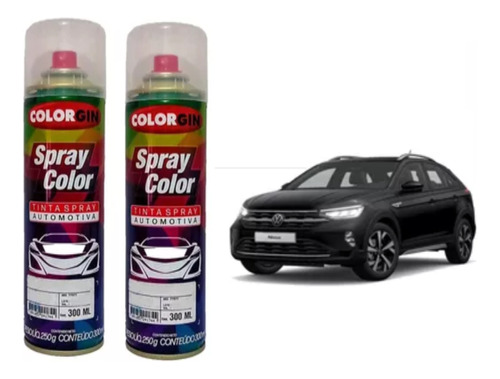 Tinta Automotiva Spray Preto Ninja Vw + Verniz P/ Reparos