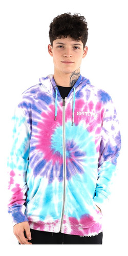 Poleron De Hombre Fullzipper Spitfire Tie Dye Turquesa